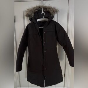 Women's North Face Black Hooded with Fur Trim